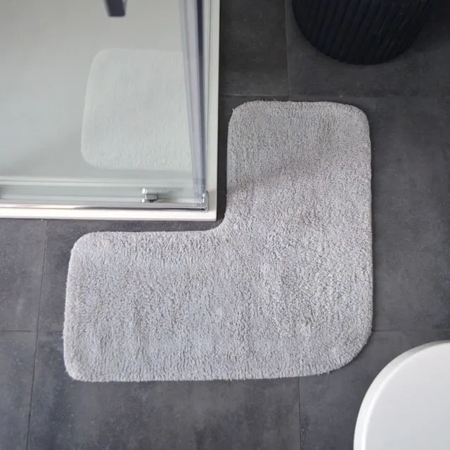 Corner Shower Mat 70 x 35cm - 100% Cotton L-Shaped Bath Mat