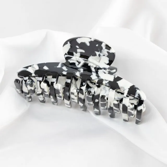 Hair Claw Clip - Large resin hair claw clip. Multi color Acetate resin - Black&White