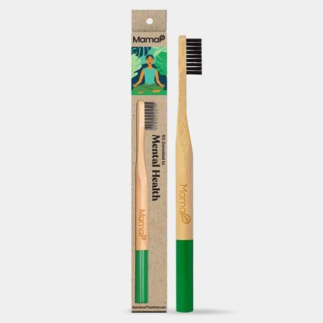 Green Mental Health Bamboo Toothbrush