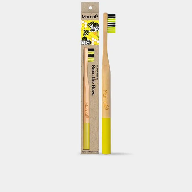 Yellow The Bees Bamboo Toothbrush