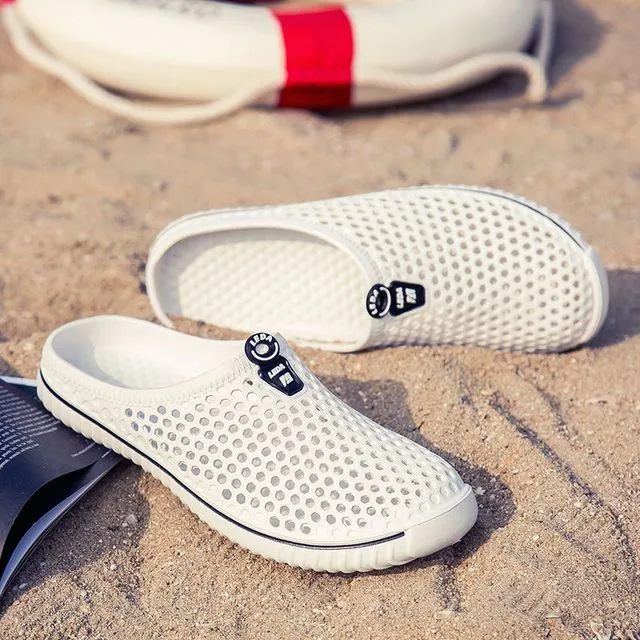 Outdoor Travel Leisure Leather Slippers Plus Size Couple Beach Shoes Sandals/White