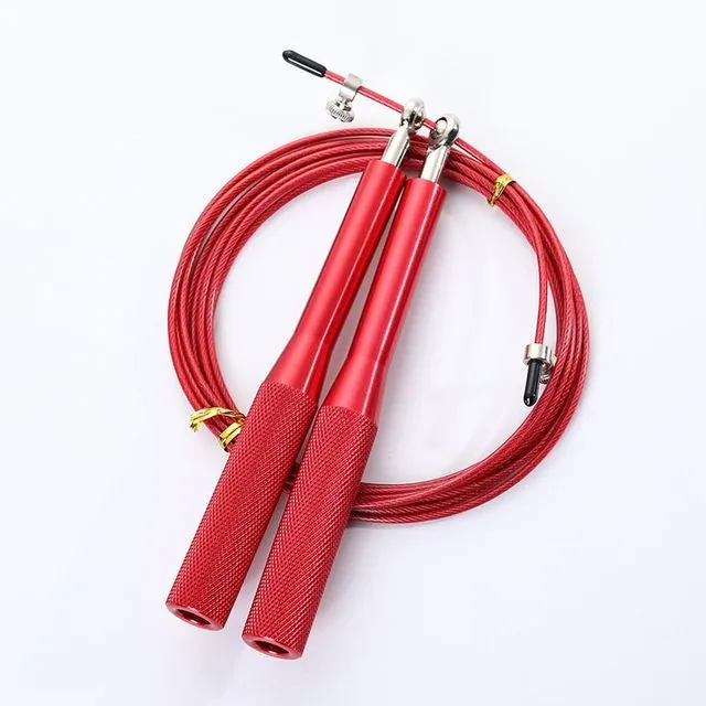 JJJSPORTS Spot wholesale fitness adult skipping rope metal handle wire skipping rope（Red）