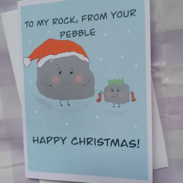 Rock and Pebble Christmas Card Blue