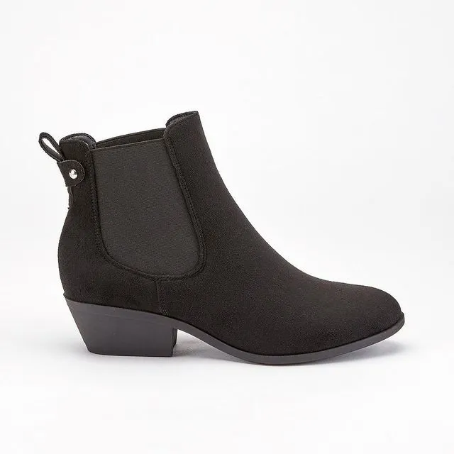 Suedette Whip Chelsea Boot - Black