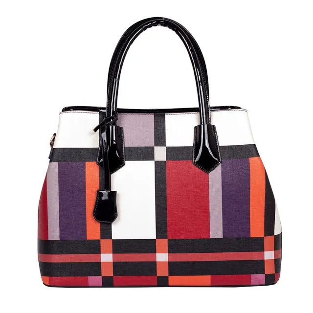 Womens Ladies Designer Tartan Checkered Large Shoulder Tote Bag Handbag