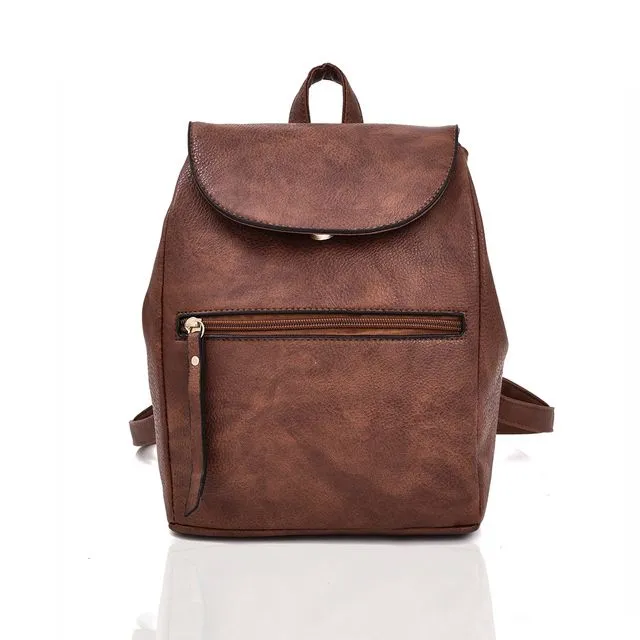 Frankie Front Zip Backpack - Red Brown