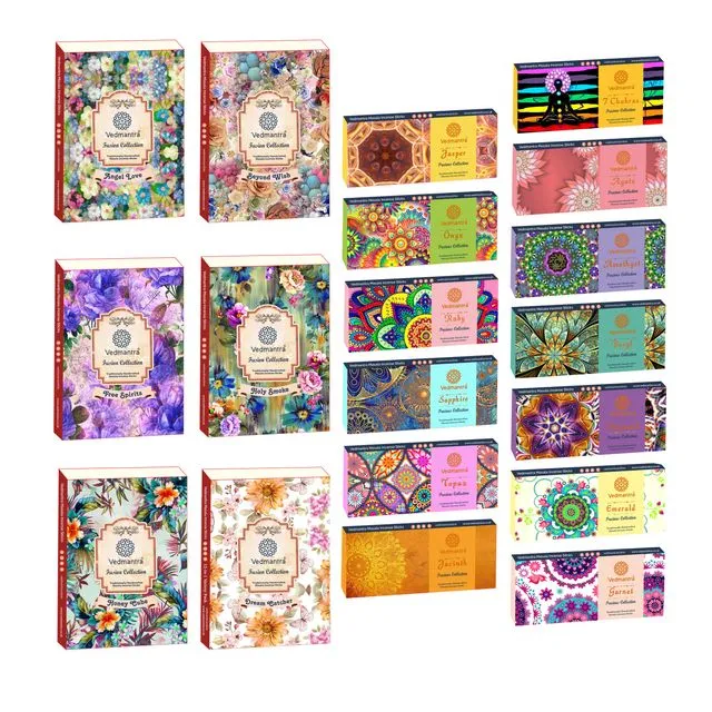 Bundle of Vedmantra Fusion Collection & Precious Collection Incense Sticks