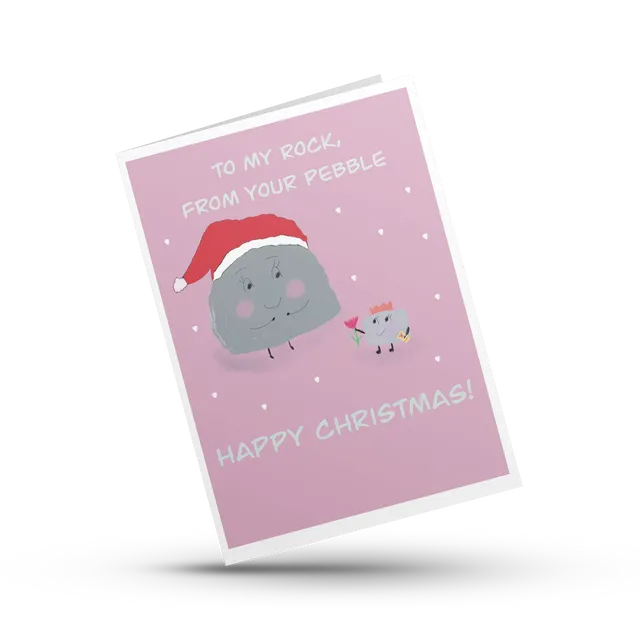 Rock and Pebble Christmas Card Pink