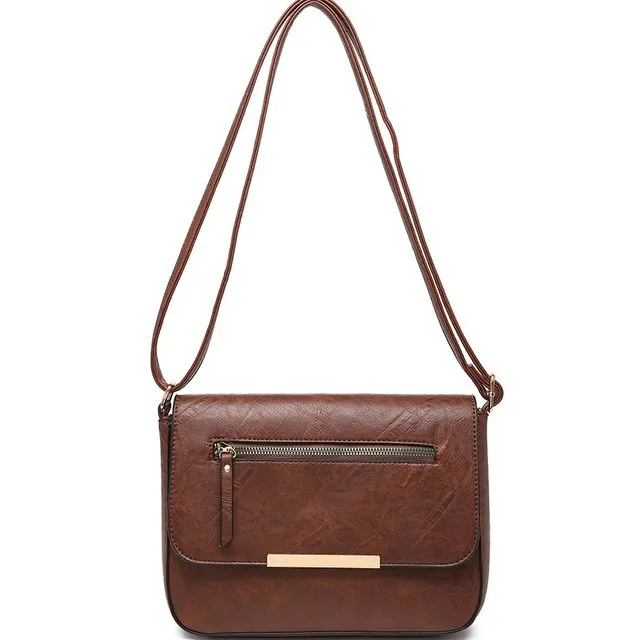 Multi- Functional Cross body bag shoulder bag vegan handbag long strap - Z-9349-AM coffee