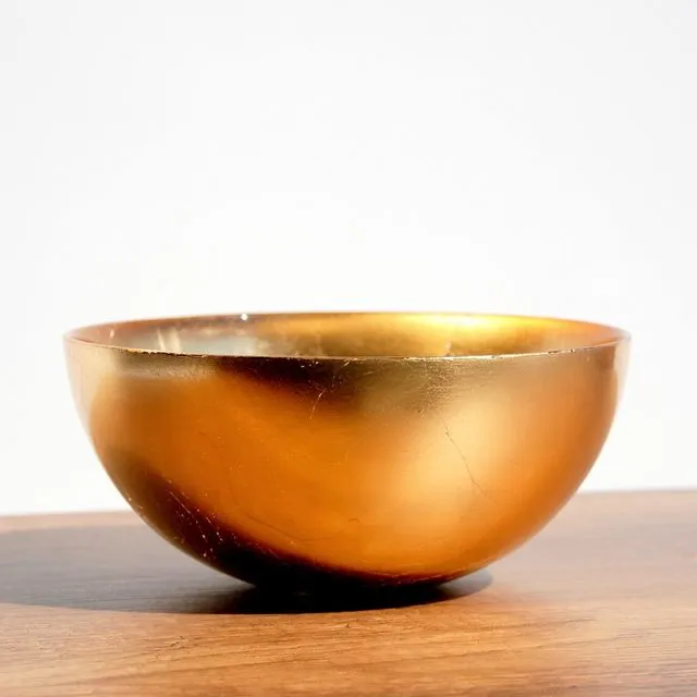 GILT 8" Gilded Glass Salad Bowl Gold / Silver