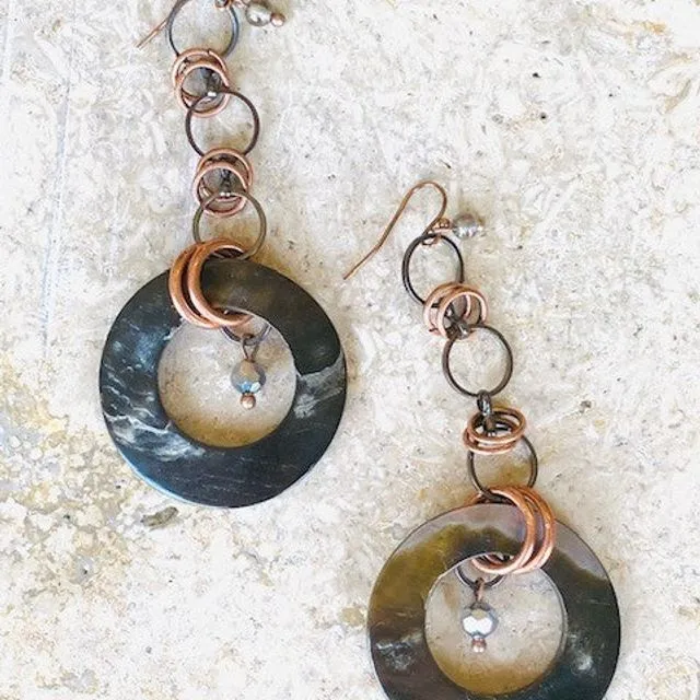 Pohoiki Shell Ring & Chain Earrings on French Wire