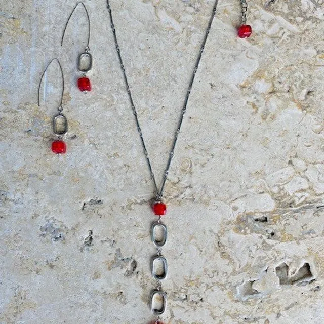 Love Bug Linked Beads Necklace and Earring Set