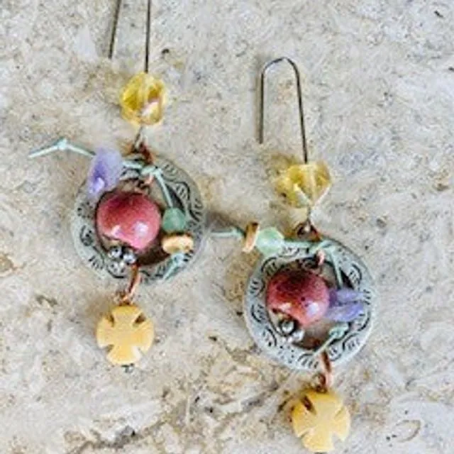 Cape Royal Bead and Cord Drop Earrings on Medium French Wire
