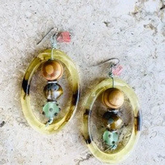 Demotte Nested Beads on Cord Earrings on French Wire