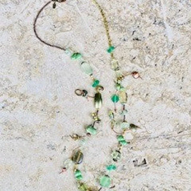 Nihiwatu Long Beaded Necklace with Cord and Bead Dangles, Adjustable 42-46"