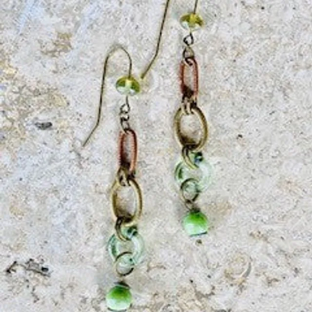 Pipeline Long Linked Shapes Earrings on Medium French Wire