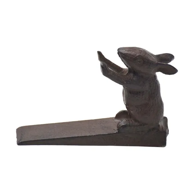Decorative Mouse Statue Door Wedge or Stopper, Antique Brown