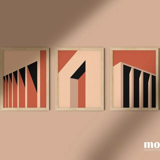 Bauhaus Architecture: Sunset | Set of 3 Art Prints