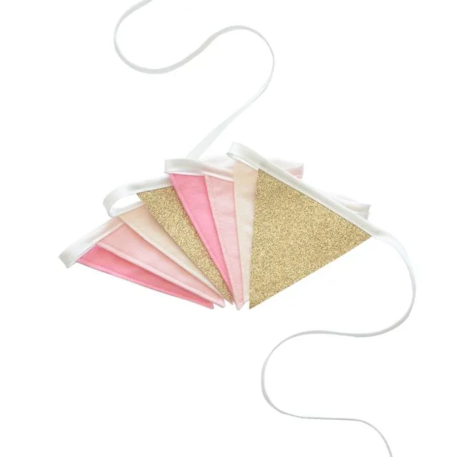 Pink and Gold Bunting - 1 metre | Girl's Pink Bedroom Decor