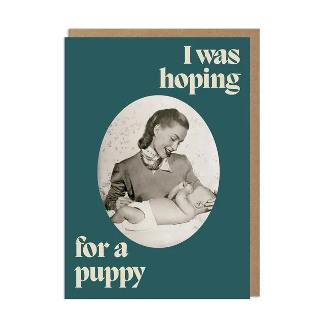 Hoping for a Puppy Funny New Baby Card Pack of 6