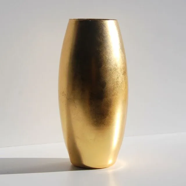 GILT 10" Gilded Glass Bullet Vase Gold/Silver