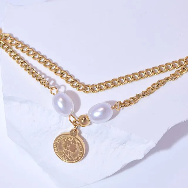 Double-Layered Coin Charm Bracelet
