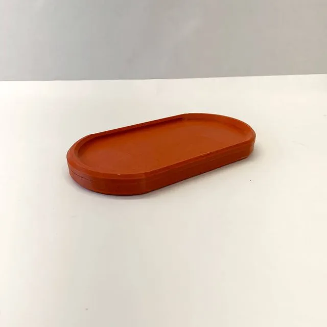 3D Printed Oval Tray, Decorative Tray, Jewelry Home Decor Brick Red