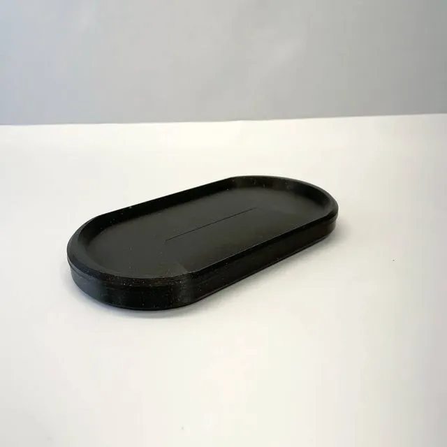 3D Printed Oval Tray, Decorative Tray, Jewelry Home Decor Sparkle Black