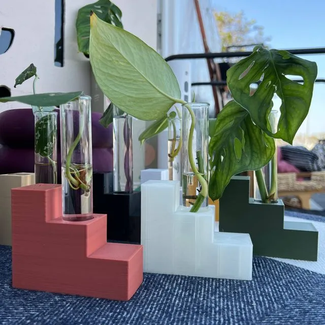 Propagation Station Vase, 3D Printed Planter, 3D Planter, Glass Tube Holder, Test Tube, Table Centerpieces, Plant Cuttings Station Green