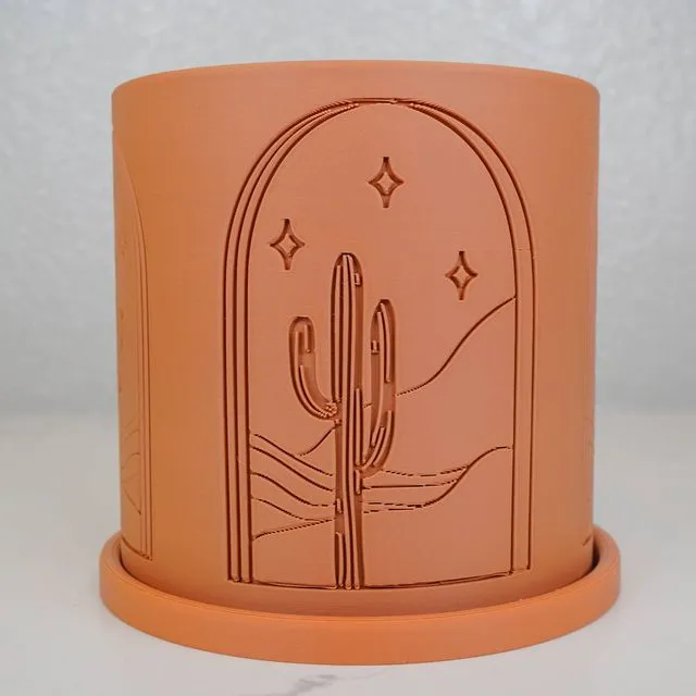 Cactus Indoor Planter, Desert Boho Planter, 3D Printed Planter, Modern Minimalist Planter, Minimalist Succulent Planter Pots, Plant Mom Gift - Mustard