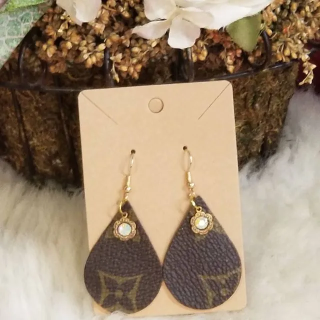 Upcycled small teardrop earrings