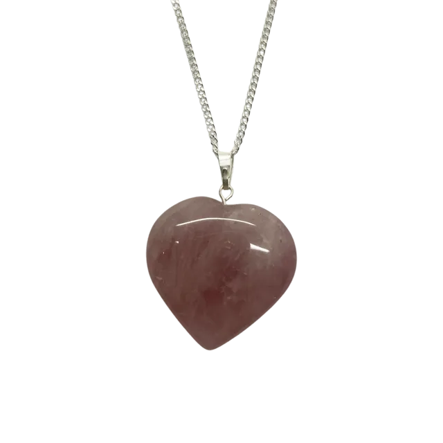 Crystal Heart Pendant, 3cm, Rose Quartz