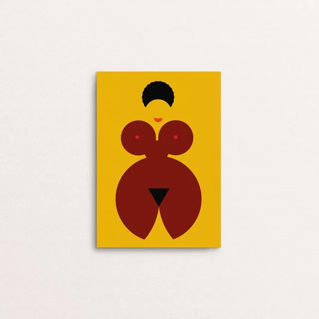 Yellow Lady Mini Art Print Pack of 6