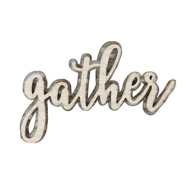Gather Wood and Metal Cutout Letter Signs Wall Decor
