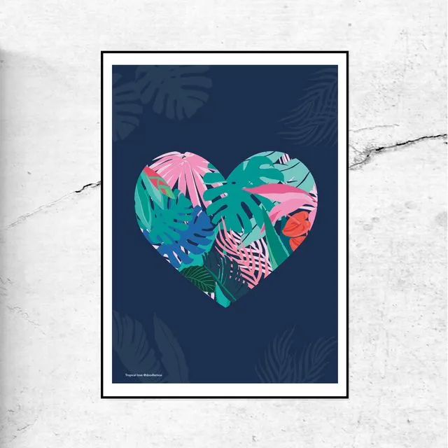 Tropical Love, Heart Print/Poster
