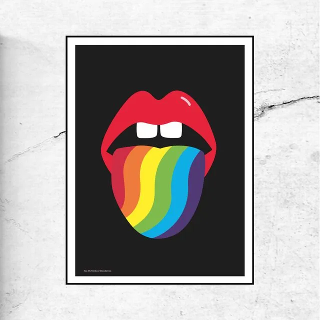 Kiss Me Rainbow, Lips Print/Poster
