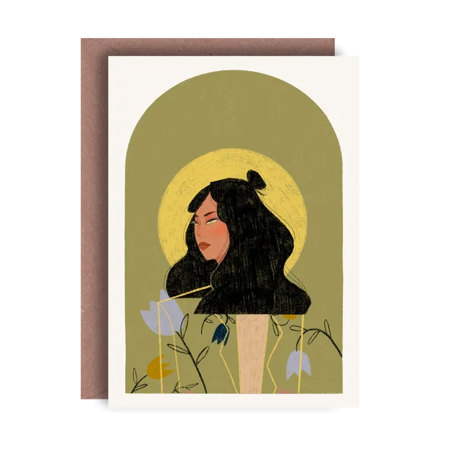 Floral Girl Greeting Card