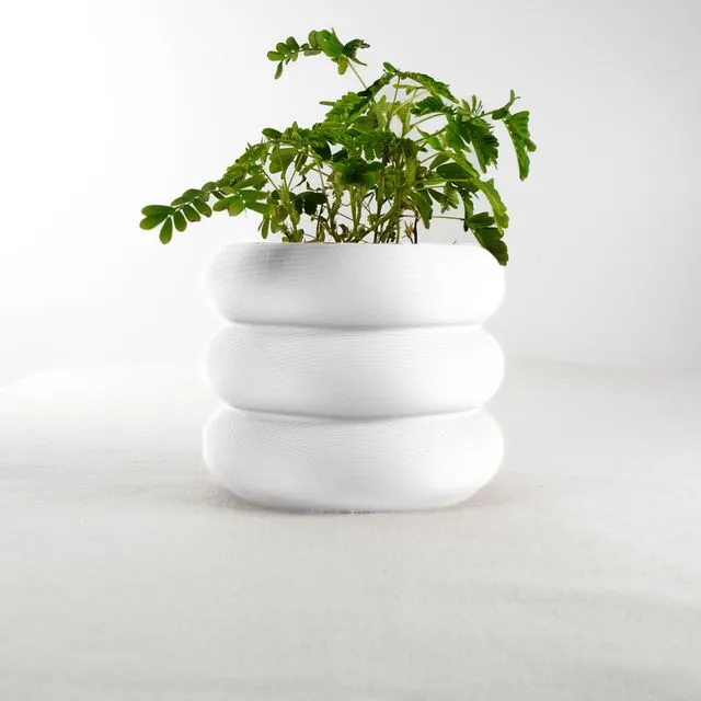 4” Planters, 3D Printed Planter, Pots with Drainage, Bubble - White