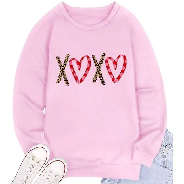 Valentine Special Graphic Pullover Sweatshirt-70377 - PINK