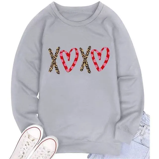 Valentine Special Graphic Pullover Sweatshirt-70377 - GREY