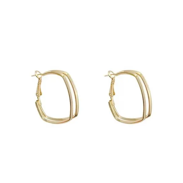 [3pcs]Vintage Gold Square Earrings-70443