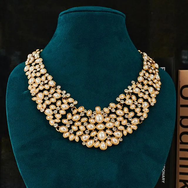 Pearl and Rhinestone Statement Necklace