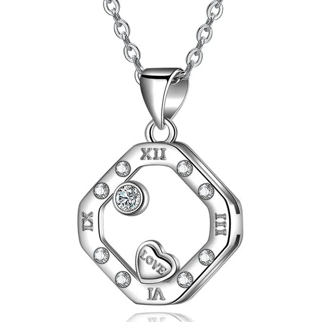 .925 Silver Created Diamond Roman Nameral Cross Pendant Necklace