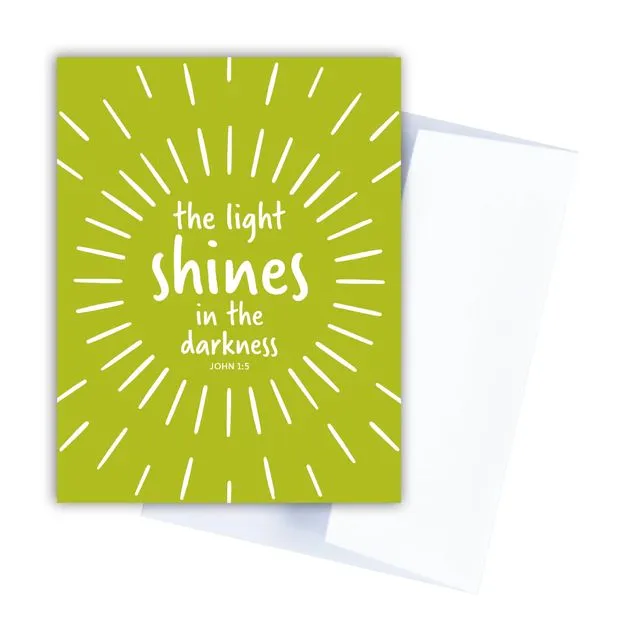 John 1:5 greeting card in lime green