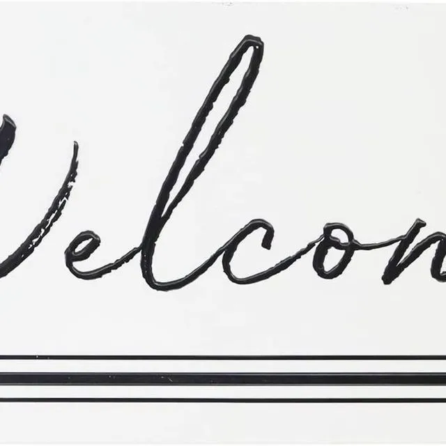 Large Welcome Embossed Metal Sign,36"x18"