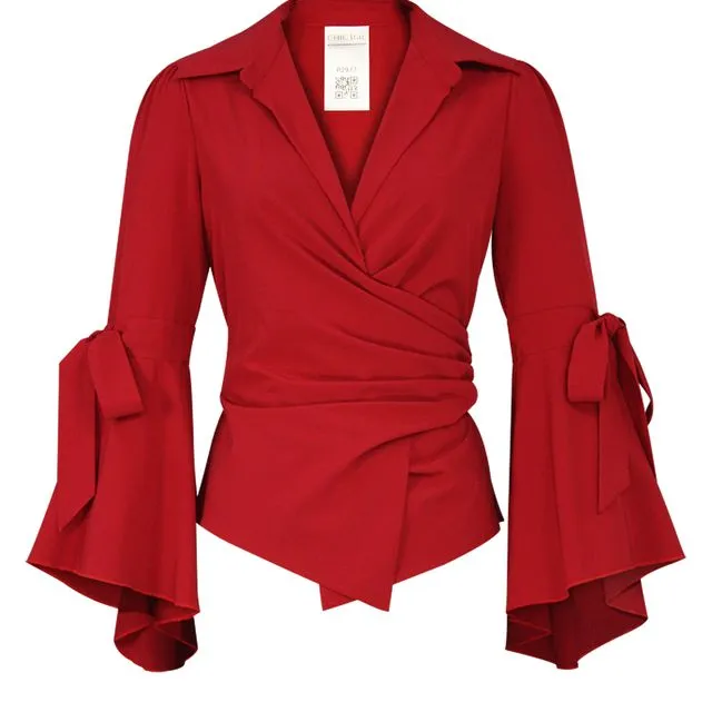 Chic Star Plus Size Flare Sleeve Shirt In Red