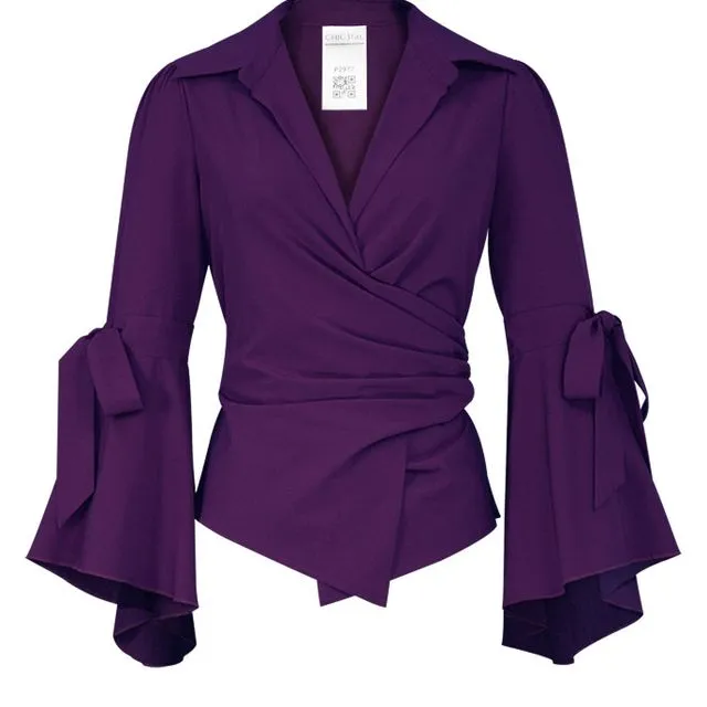 Chic Star Plus Size Flare Sleeve Shirt In Purple