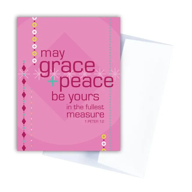 1 Peter 1:2 greeting card in pink