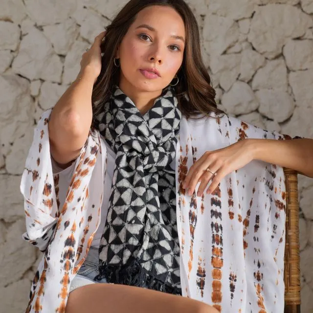 Pre-Order. Emberly Hand Dyed Organic Cotton Scarf in Navy
