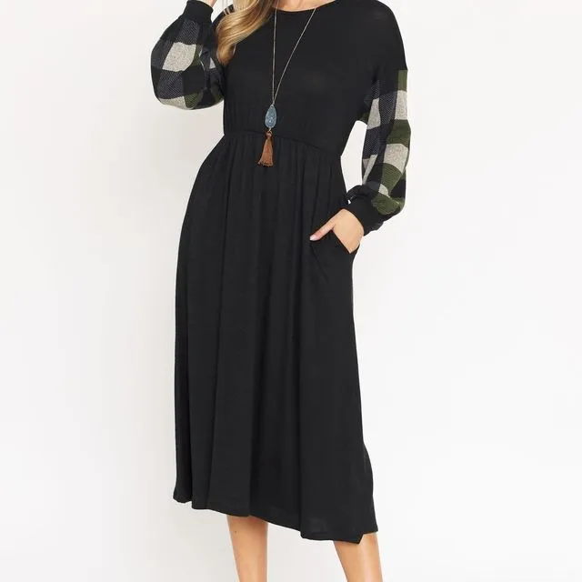 Knit Bishop Sleeve Tea Length Dress Prepack 1-1-1-1 (S-M-L-XL)
